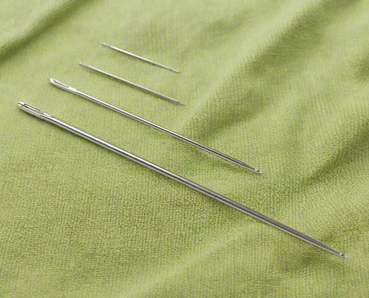 Unique and practical needles with ball point for darning, weaving and embroidery. Ball point is slightly offset from the shaft of the needle and the small indentation after the ball allow threads to be picked up effortlessly during hand sewing. Available in different sizes.